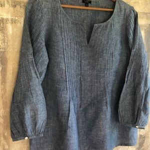 Talbots M Blue Linen Blouse